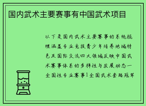 国内武术主要赛事有中国武术项目